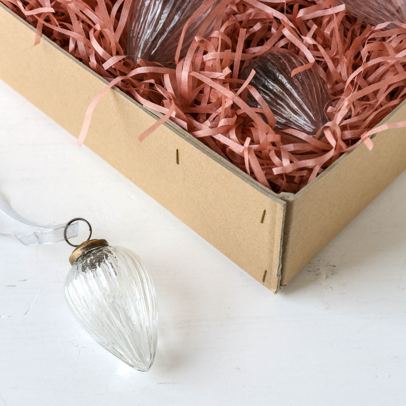 5cm Clear Ribbed Glass Gourd Decoration