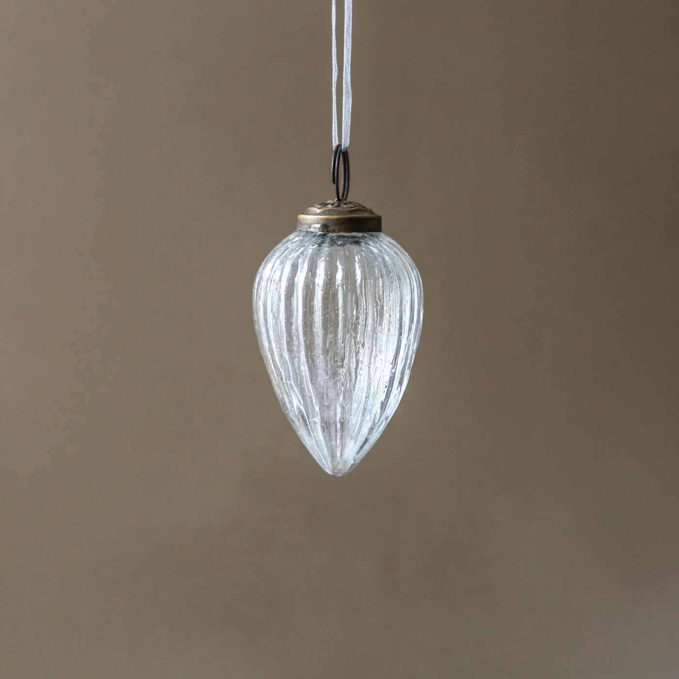 5cm Clear Ribbed Glass Gourd Decoration