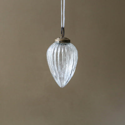 5cm Clear Ribbed Glass Gourd Decoration