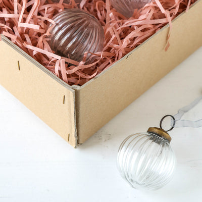 5cm Clear Ribbed Glass Ball Decoration
