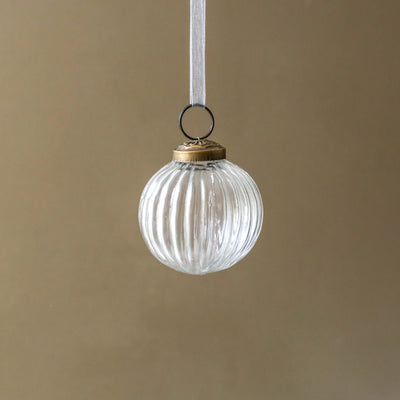 5cm Clear Ribbed Glass Ball Decoration