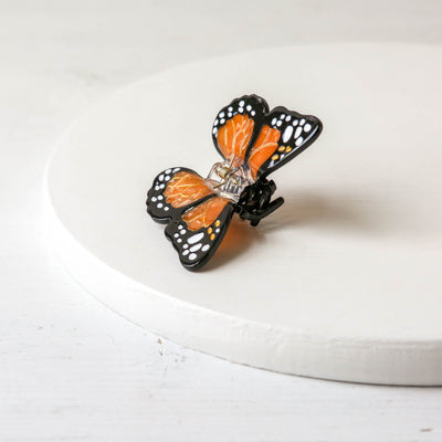 Hand Painted Cellulose Hair Claw - Mini Orange Monarch Butterfly
