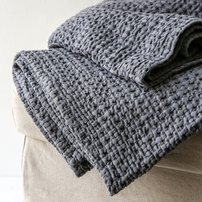260cm Waffle Cotton Throw - Granite