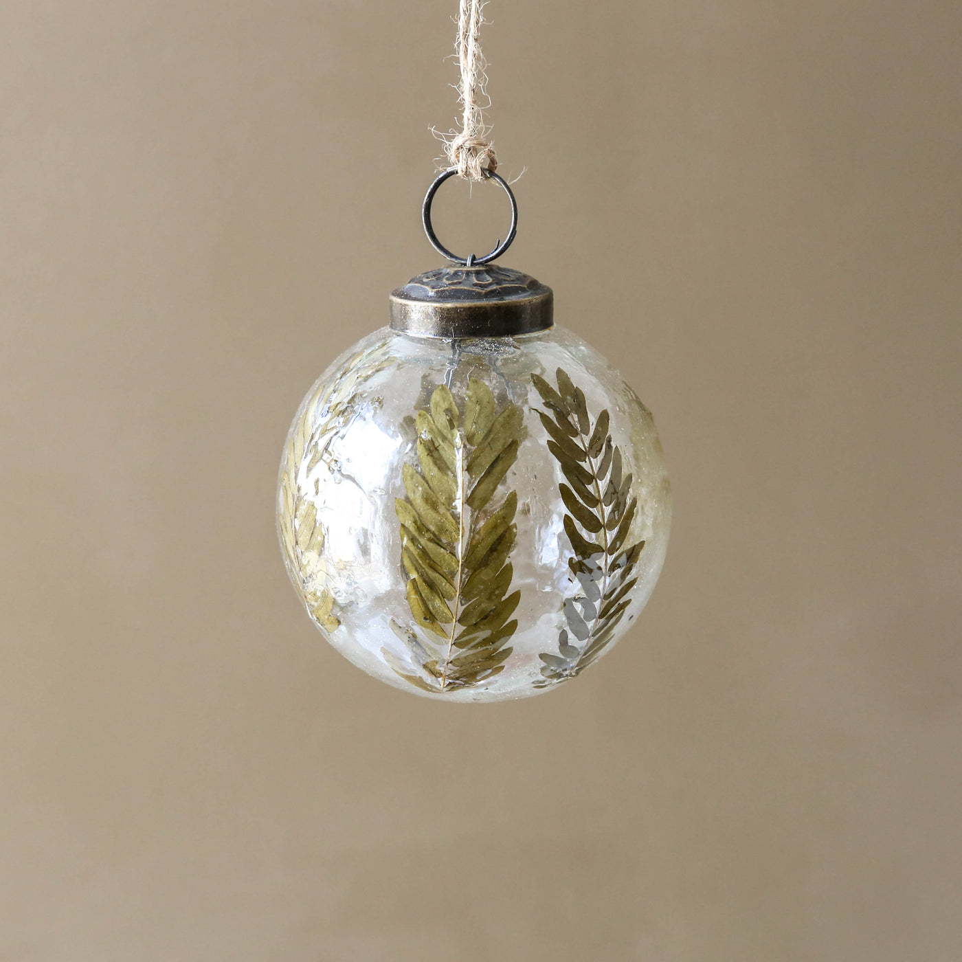 7cm Blown Glass Dried Leaf Bauble