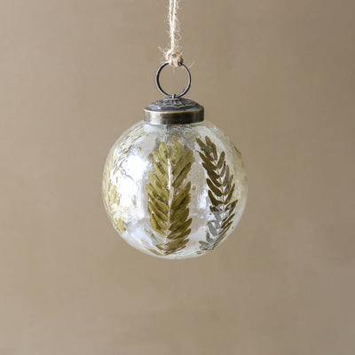 7cm Blown Glass Dried Leaf Bauble