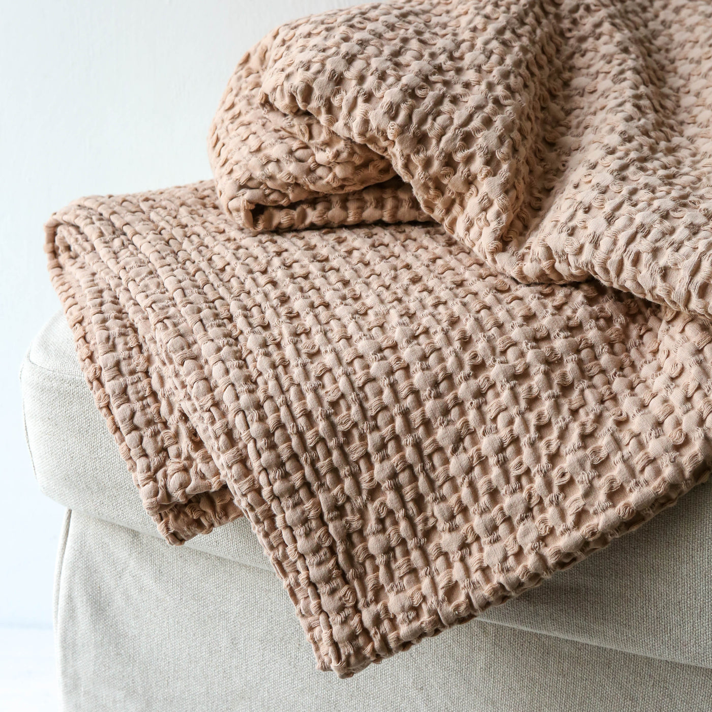 260cm Waffle Cotton Throw - Cinnamon