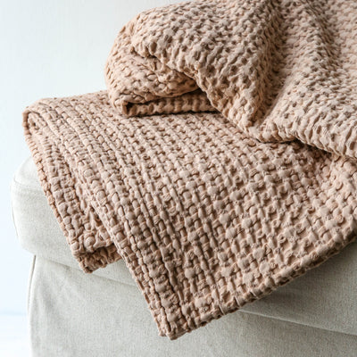 260cm Waffle Cotton Throw - Cinnamon