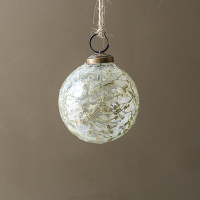 7cm Blown Glass Dried Flower Spray Bauble
