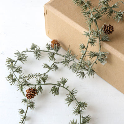 180cm Artificial Cedar Garland with Real Cones & Snow