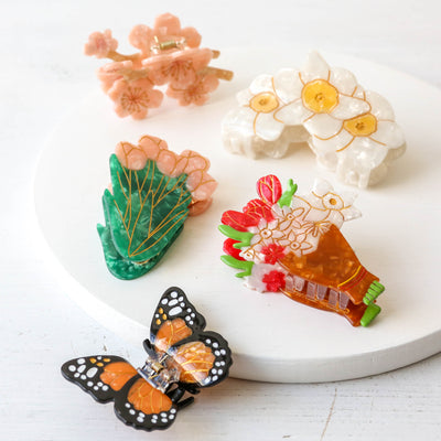 Hand Painted Cellulose Hair Claw - Tulip Flower
