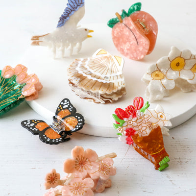Hand Painted Cellulose Hair Claw - Peach