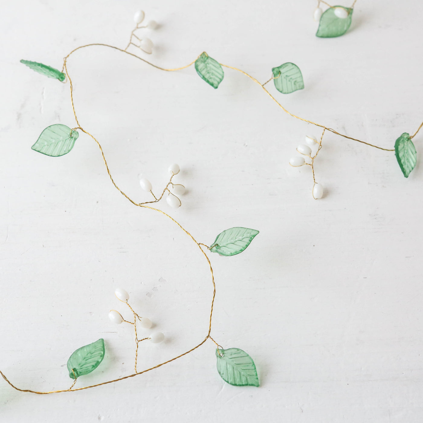 Mini Beaded Green Leaf Garland - 1.8m