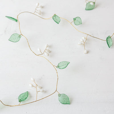 Mini Beaded Green Leaf Garland - 1.8m
