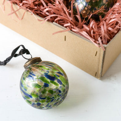 7cm Blown Speckled Glass Bauble - Multicolour
