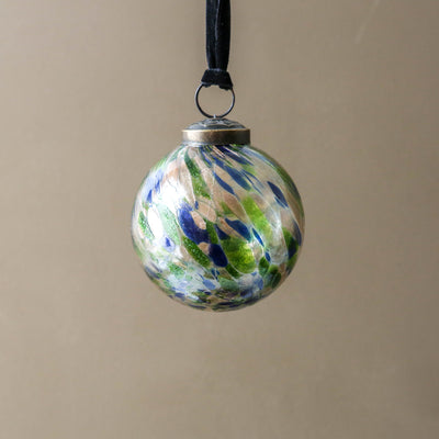 7cm Blown Speckled Glass Bauble - Multicolour