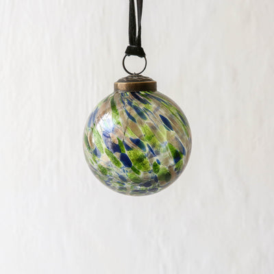 7cm Blown Speckled Glass Bauble - Multicolour