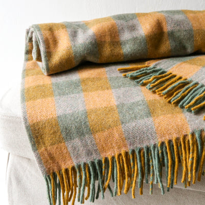 Recycled Wool Blanket - Sage Gingham