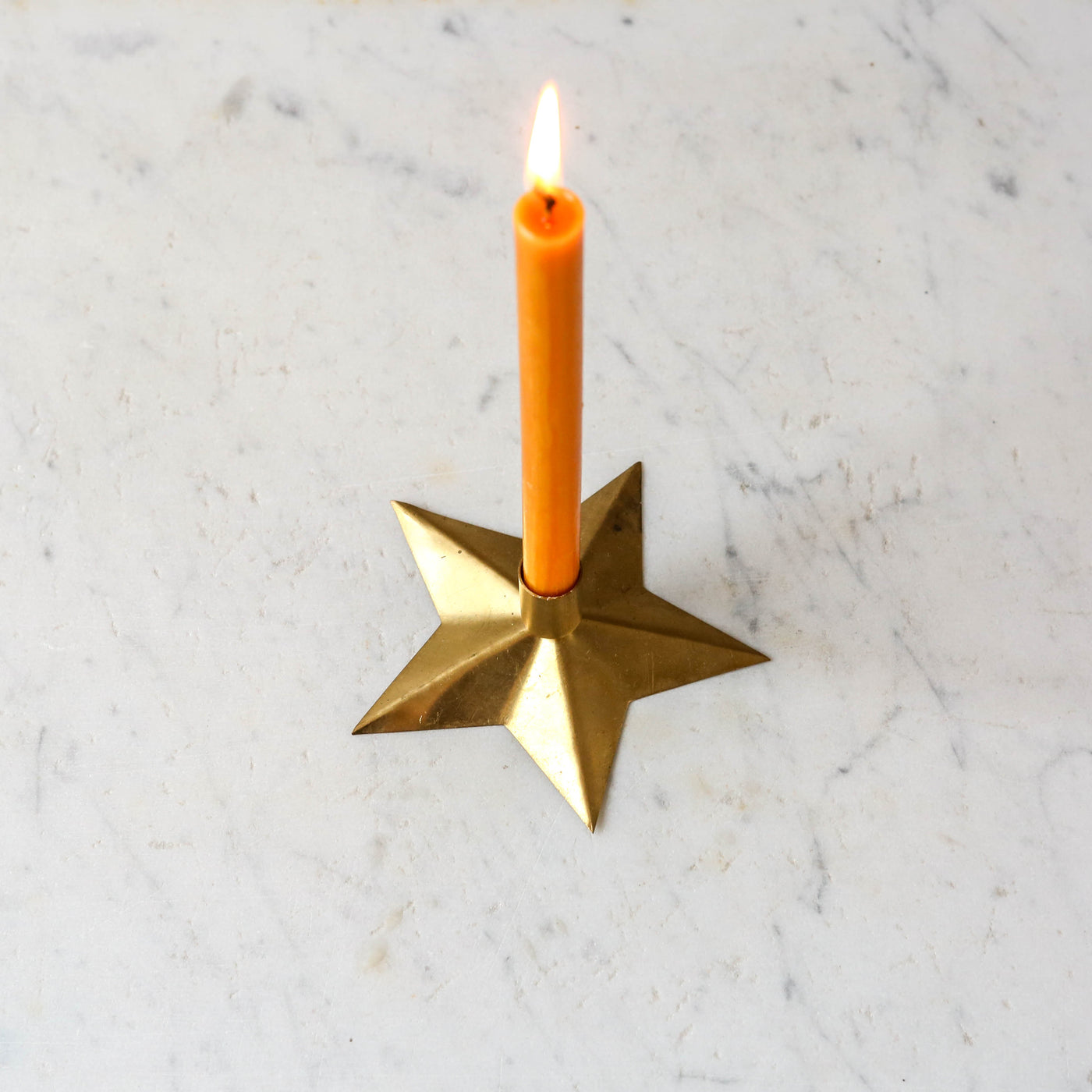 'Gloria' Solid Brass Star Taper Candle Holder