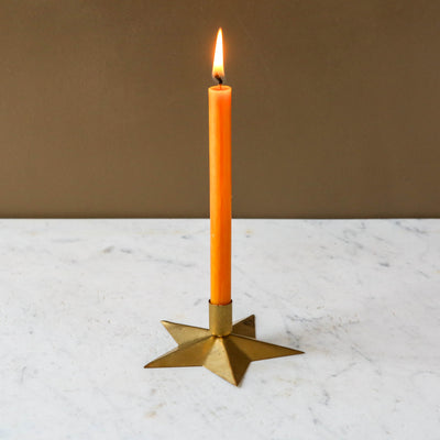 'Gloria' Solid Brass Star Taper Candle Holder