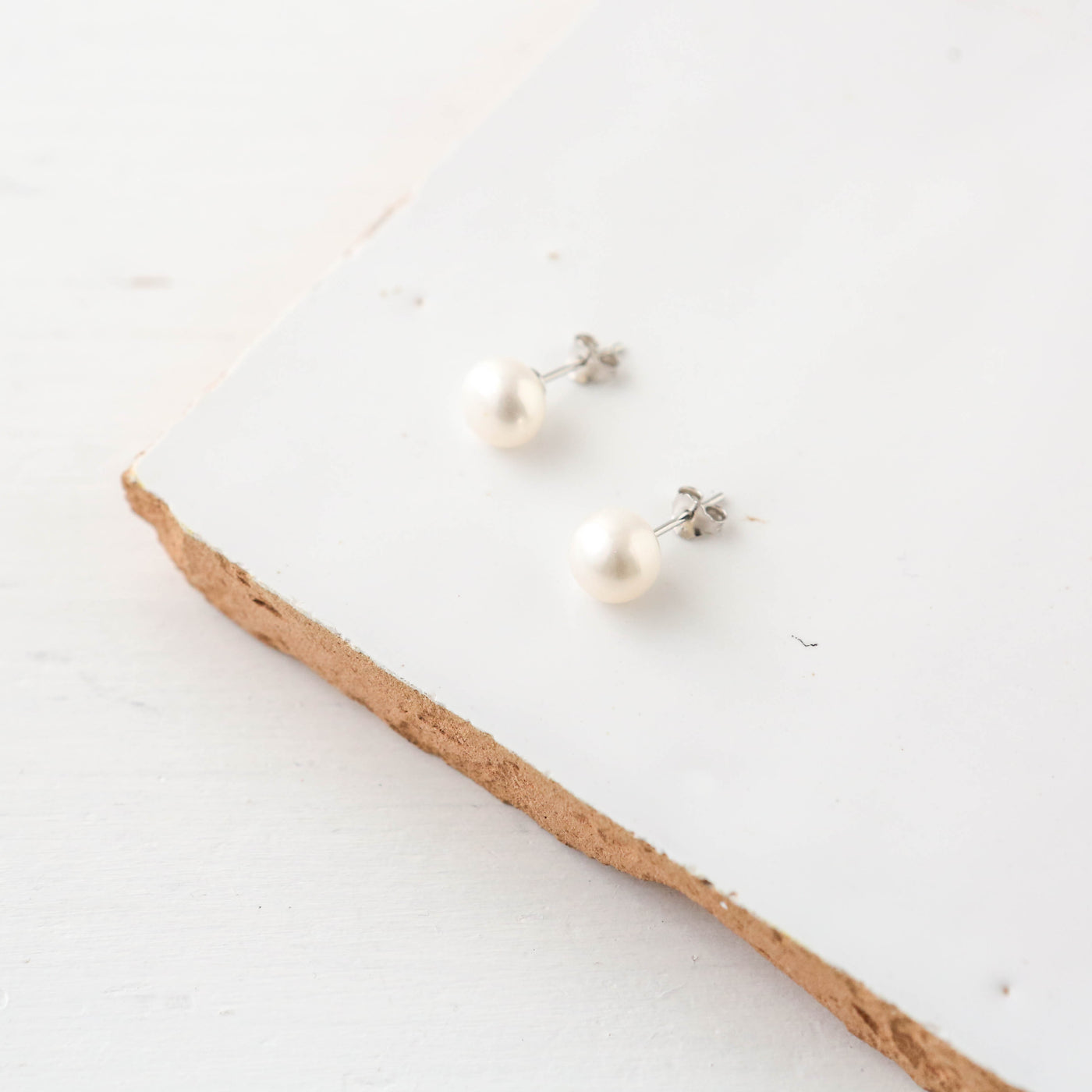 Ivory Freshwater Pearl Stud Earrings