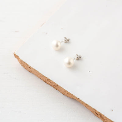 Ivory Freshwater Pearl Stud Earrings