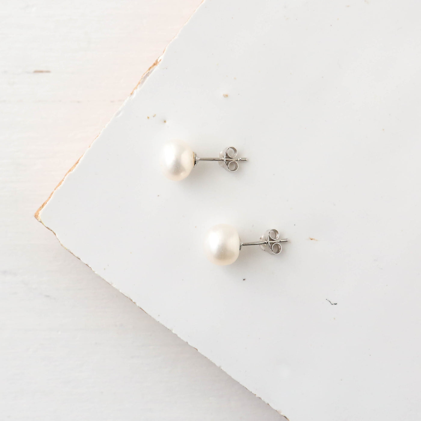 Ivory Freshwater Pearl Stud Earrings