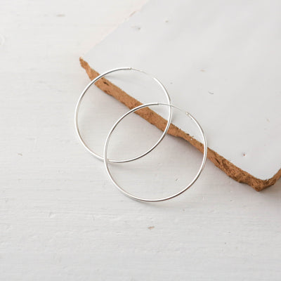 40mm Large Silver Hoop Earrings
