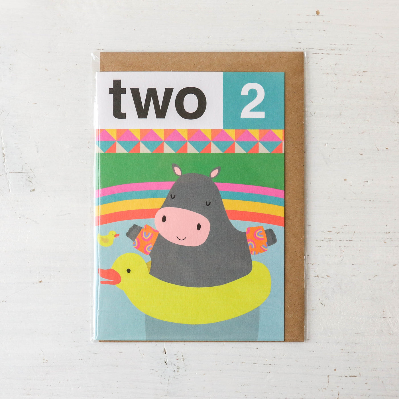 Hippo Two 2nd Birthday Card