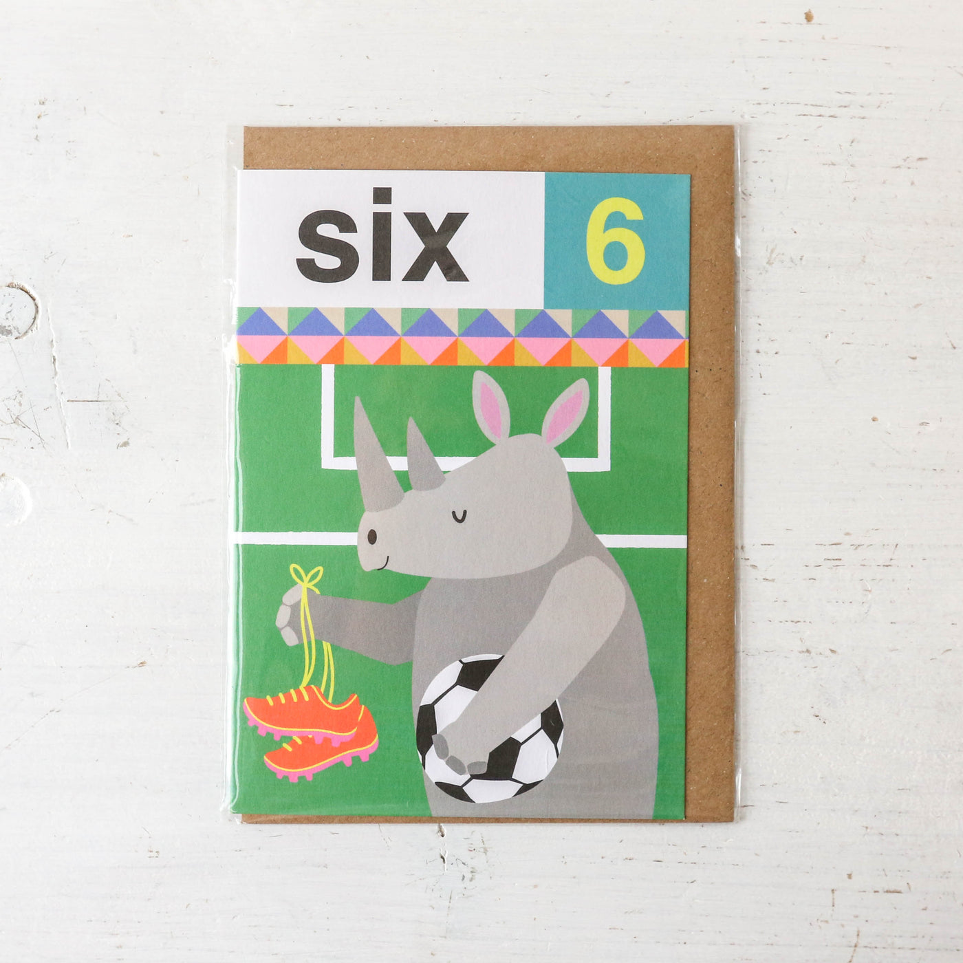 Rhino Six 6th Birthday Card