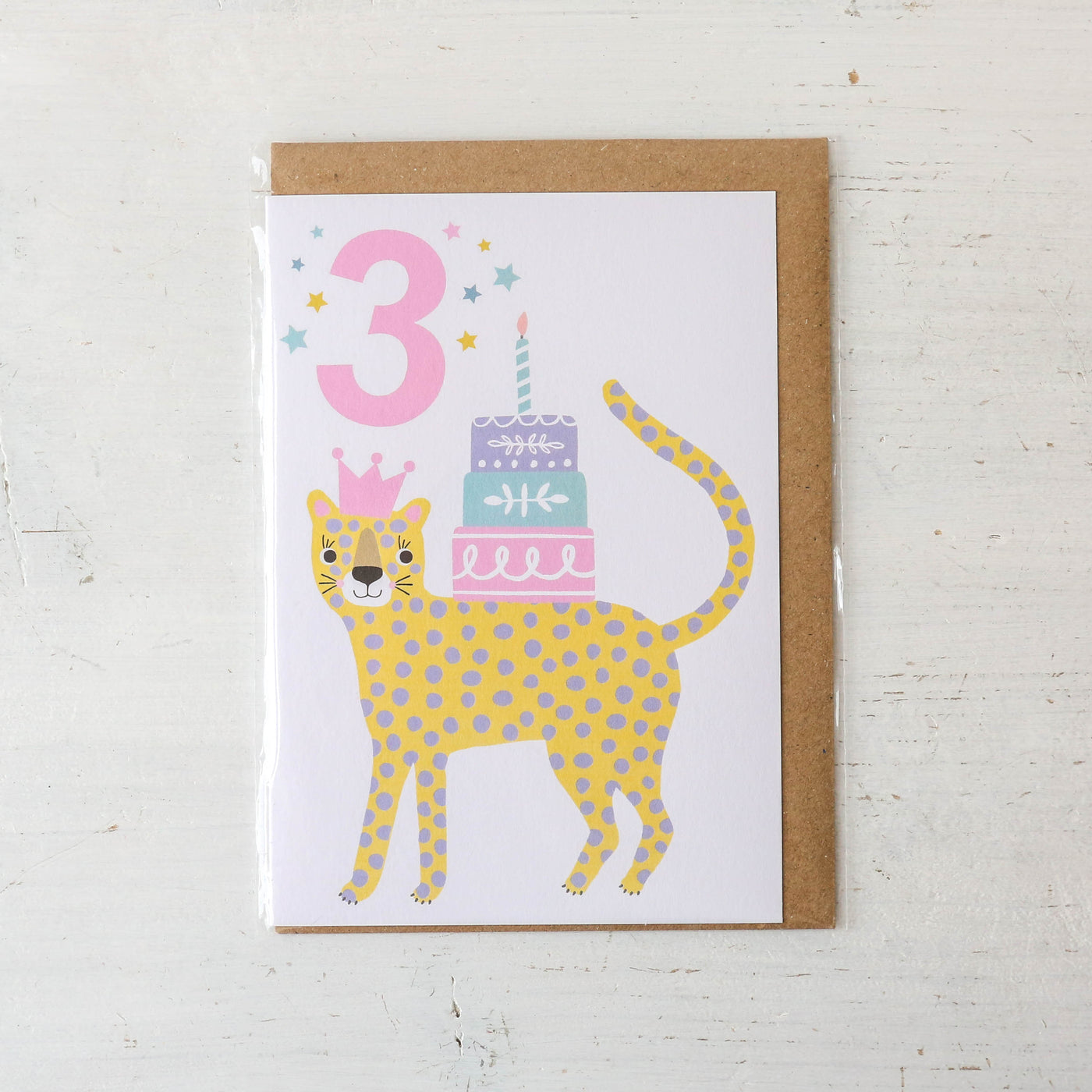 Age 3 Leopard Birthday Card