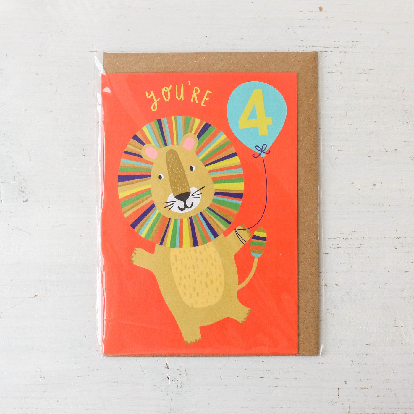 Age 4 Lion Birthday Card