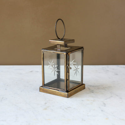 Small Faceted Glass Tealight Lantern
