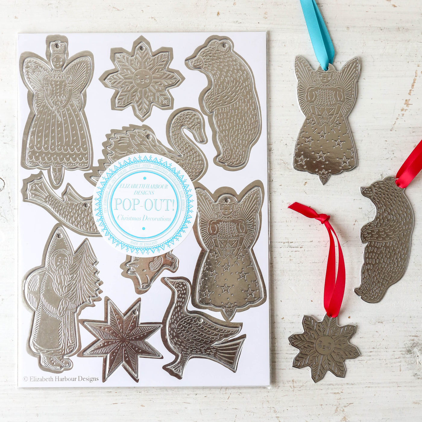 Ten Embossed & Foiled Pop-Out Card Decorations