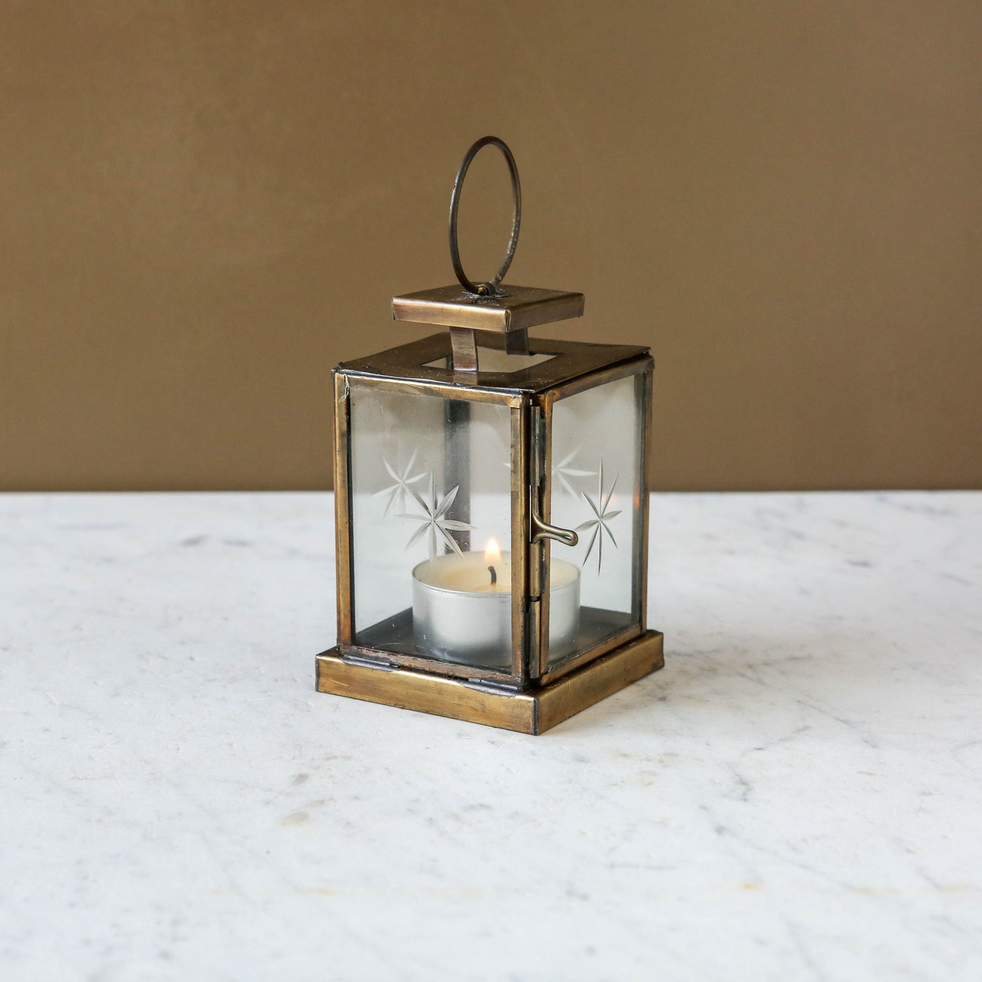 Small Faceted Glass Tealight Lantern