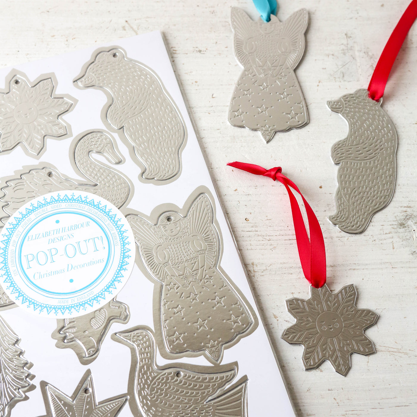 Ten Embossed & Foiled Pop-Out Card Decorations