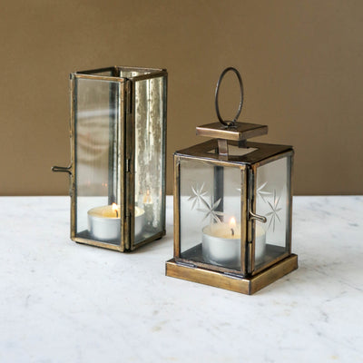 Small Faceted Glass Tealight Lantern