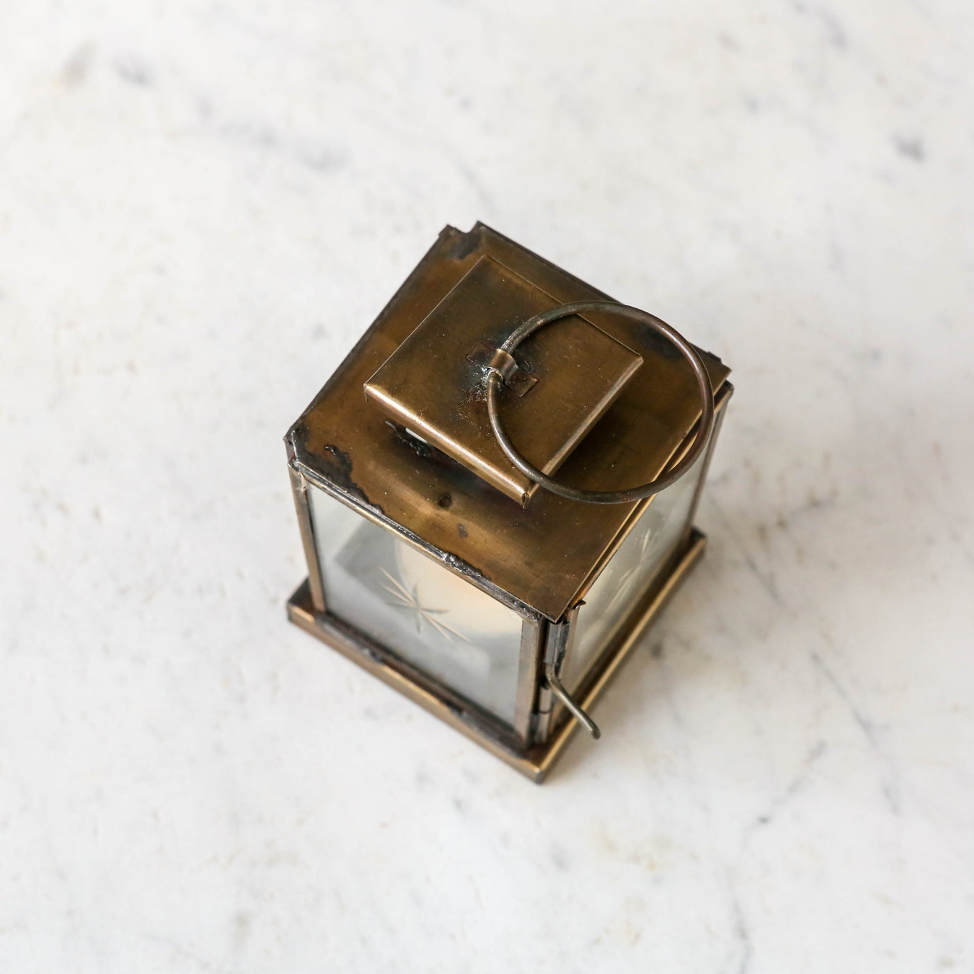 Small Faceted Glass Tealight Lantern