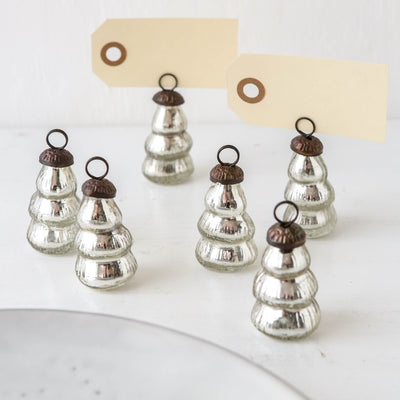 Glass Christmas Tree Place Name Holder - Pack of 6