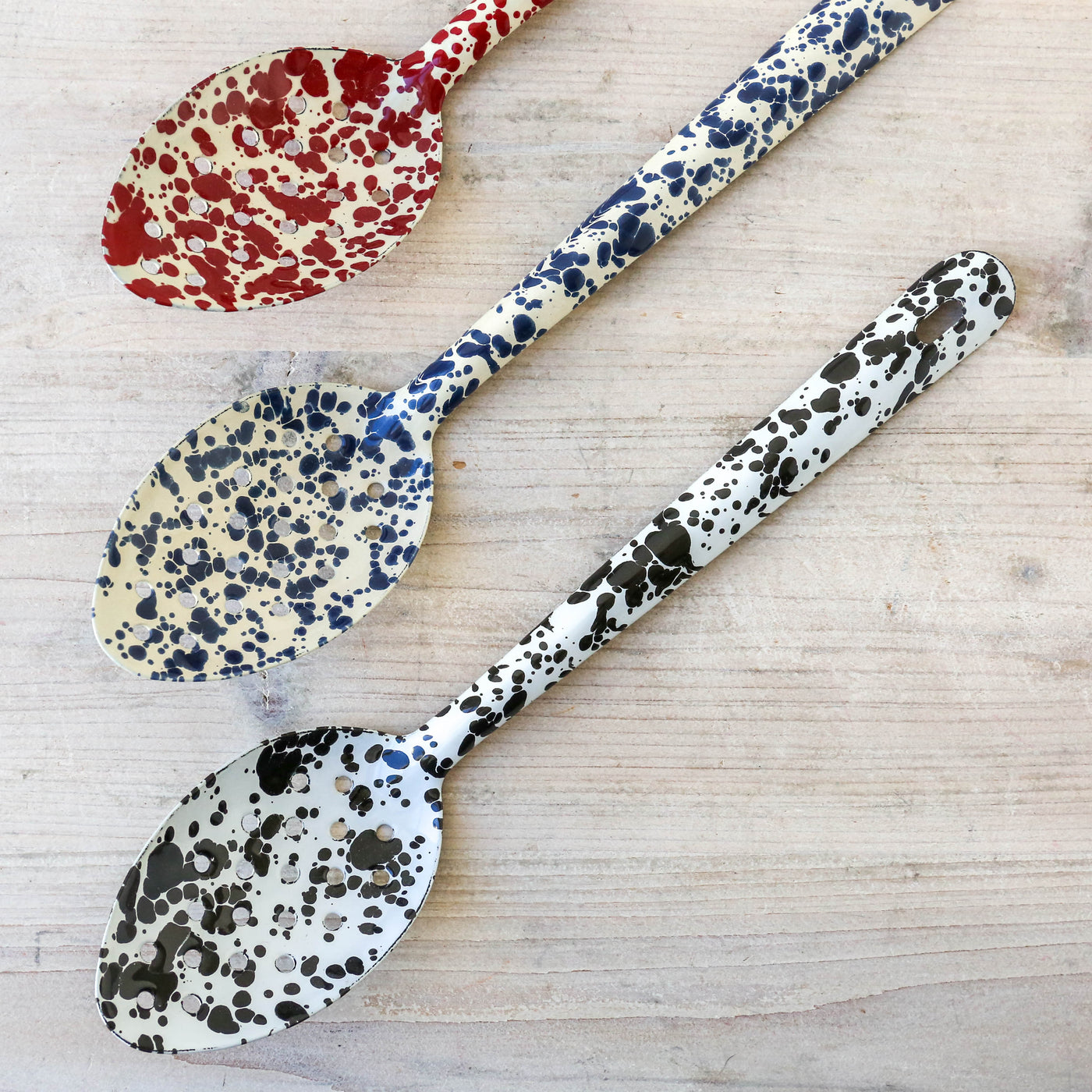 Splatter Enamel Slotted Serving Spoon