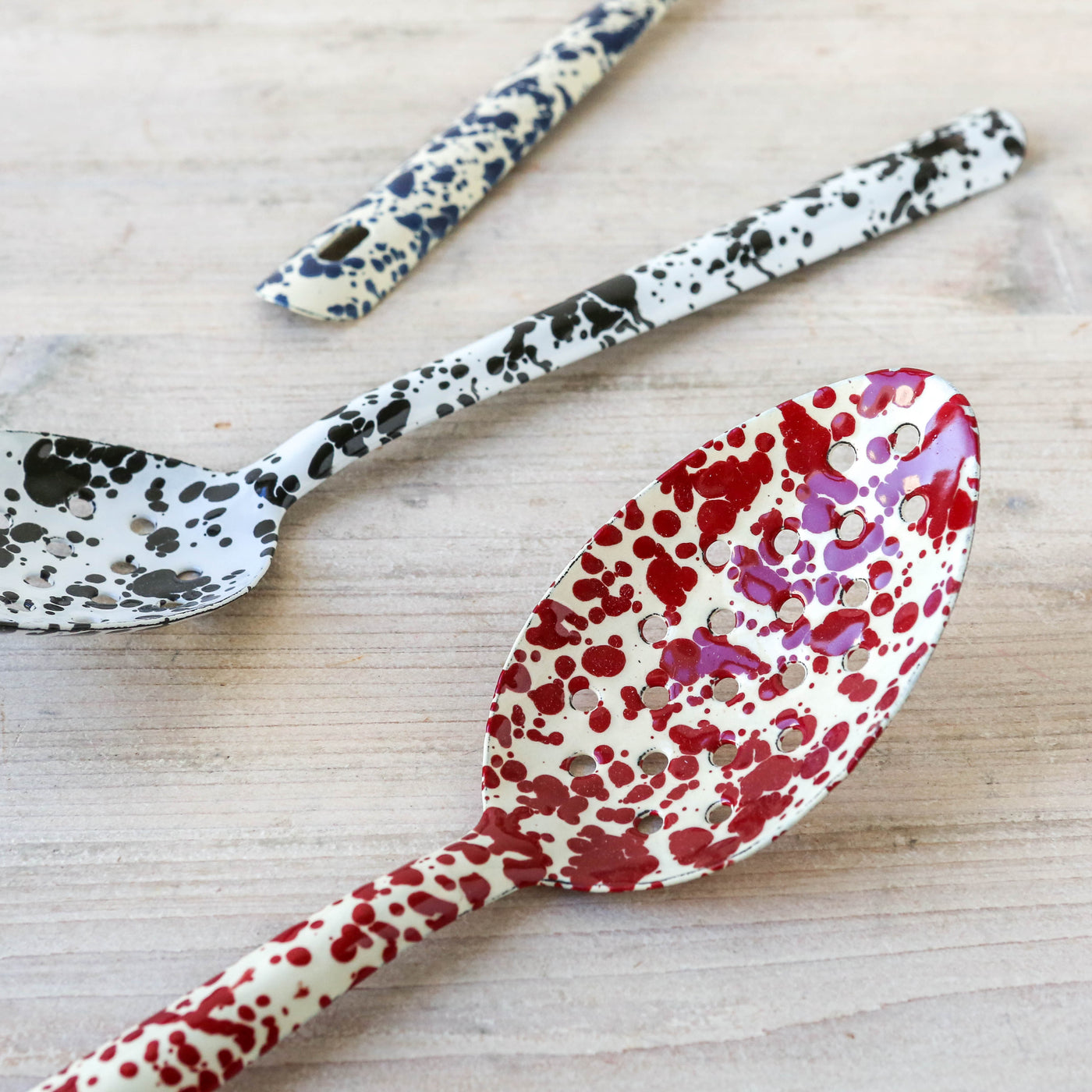 Splatter Enamel Slotted Serving Spoon