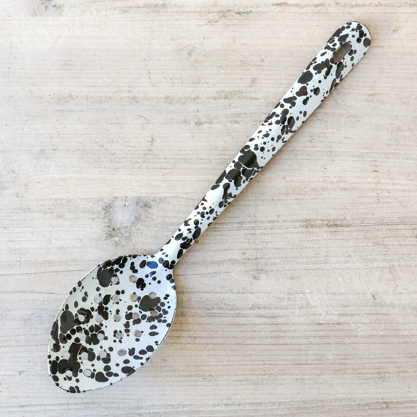 Splatter Enamel Slotted Serving Spoon