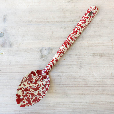 Splatter Enamel Slotted Serving Spoon