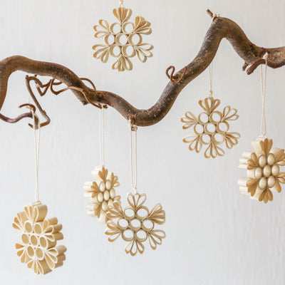 Quilled Snowflake Hanging Christmas Ornaments - Pack of 6