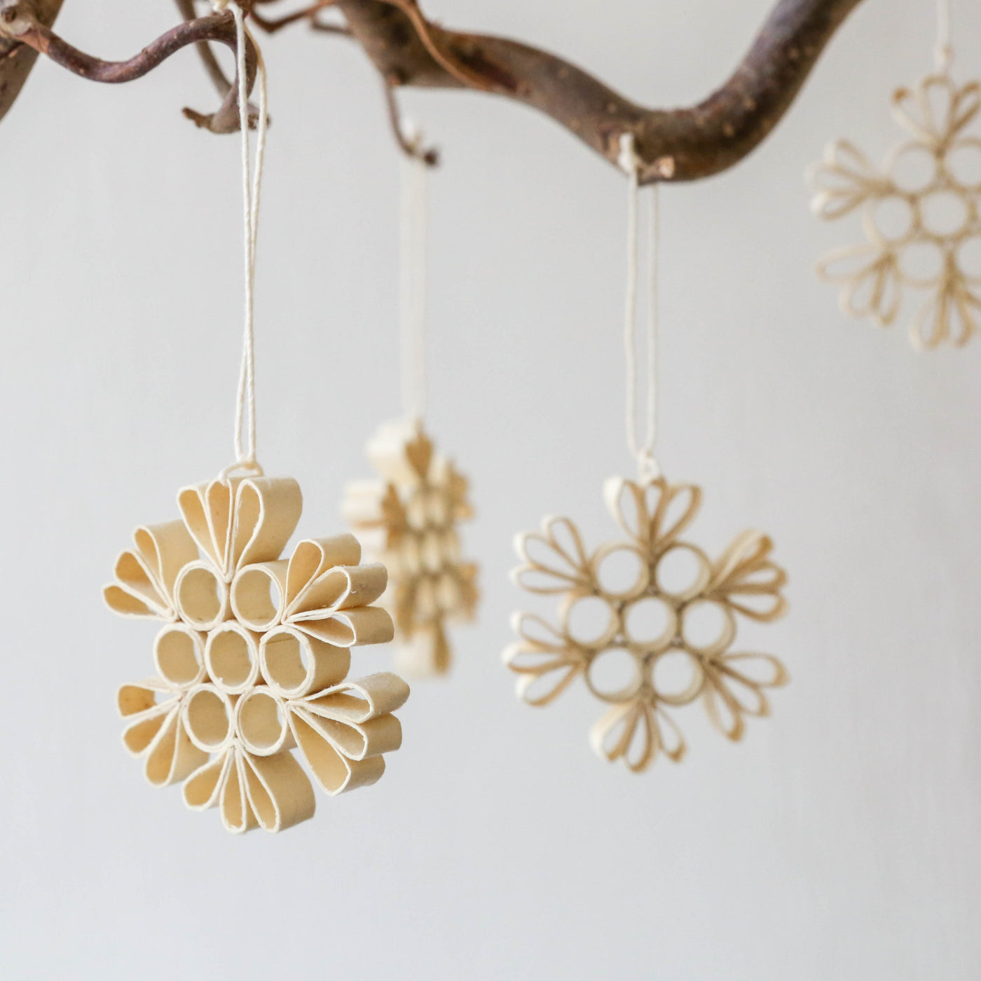 Quilled Snowflake Hanging Christmas Ornaments - Pack of 6