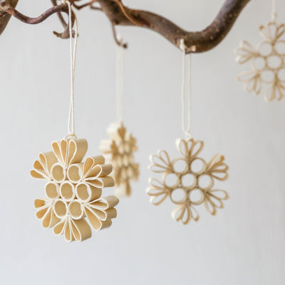 Quilled Snowflake Hanging Christmas Ornaments - Pack of 6