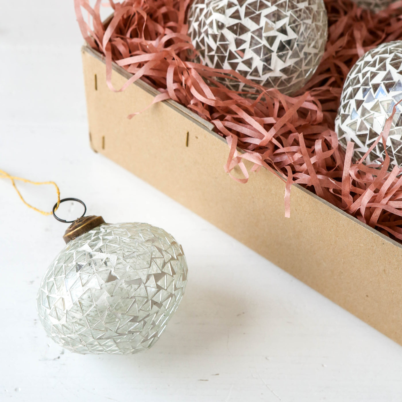 Nadine Glass Ornament - White