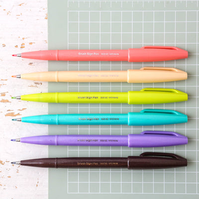 SALE Pentel Touch Brush Tip Sign Pen - Vacation Colours