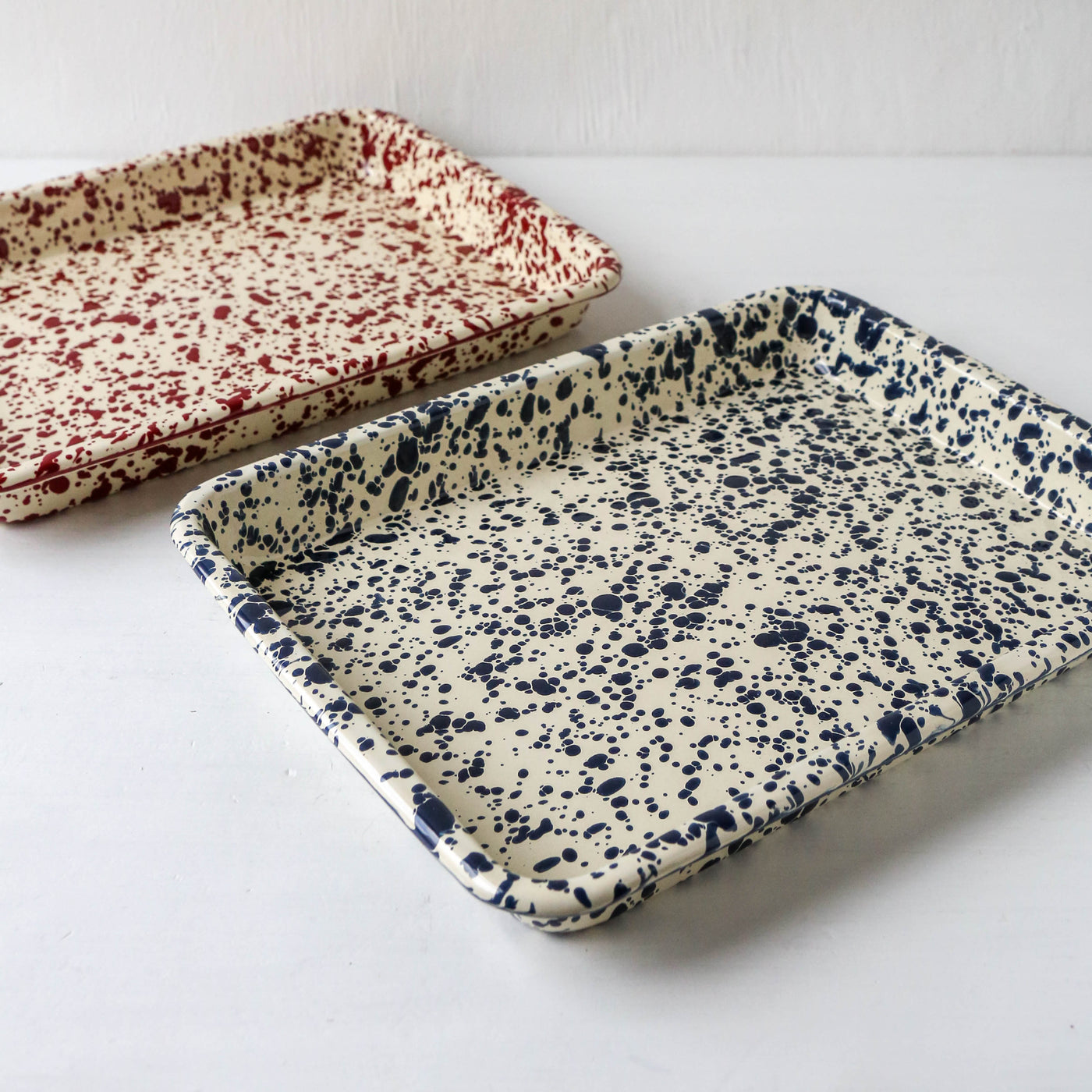 Splatter Enamel Rectangular Tray
