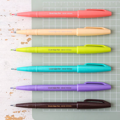 SALE Pentel Touch Brush Tip Sign Pen - Vacation Colours