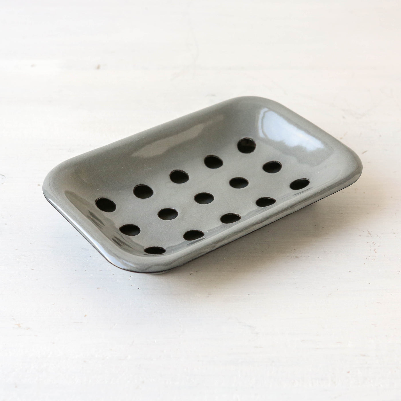 Enamel Soap Dish - Grey